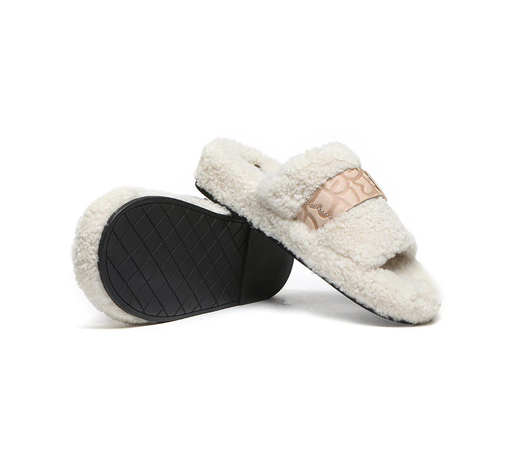 EVERAU? UGG Slippers Women Curly Sheepskin Wool Croft