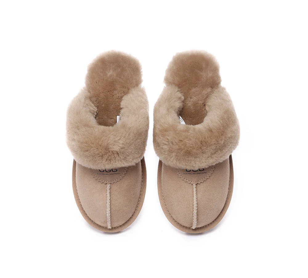 AUSTRALIAN SHEPHERD? UGG Slippers Double Face Sheepskin Wool Scuff Waffle