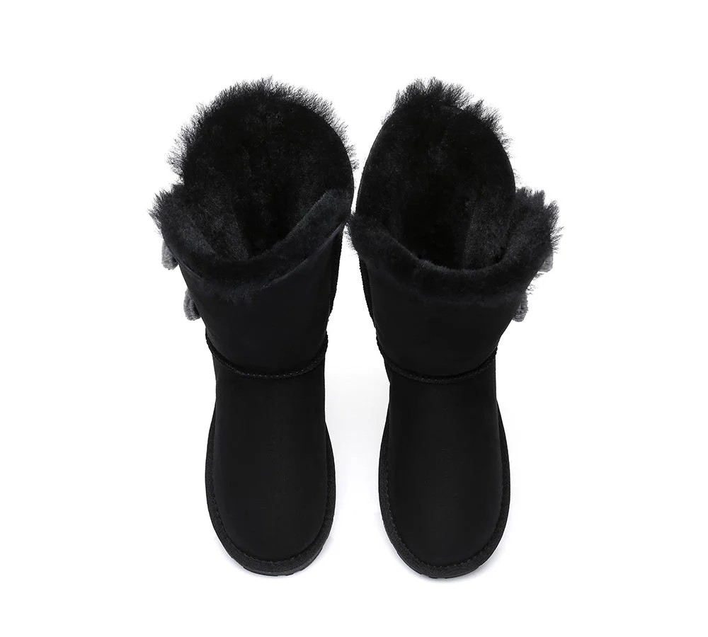 EVERAU? UGG Boots Women Sheepskin Wool Twin Button Short Espina