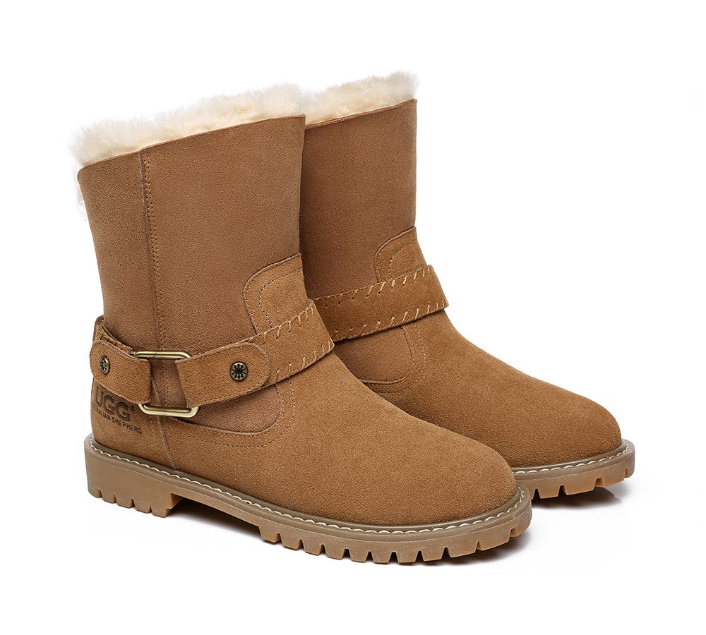 AUSTRALIAN SHEPHERD? UGG Boots Women Sheepskin Wool Mid Calf Sarah