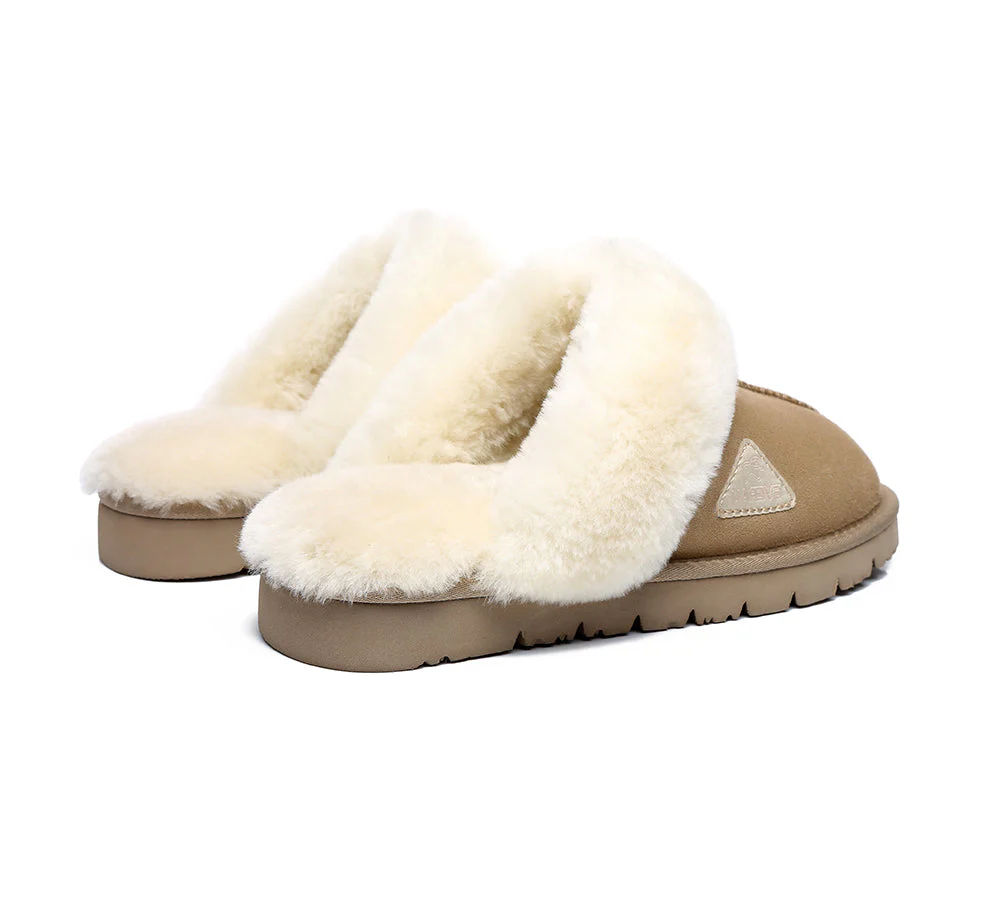 EVERAU? UGG Slippers Premium Sheepskin Wool Scuff Muffin