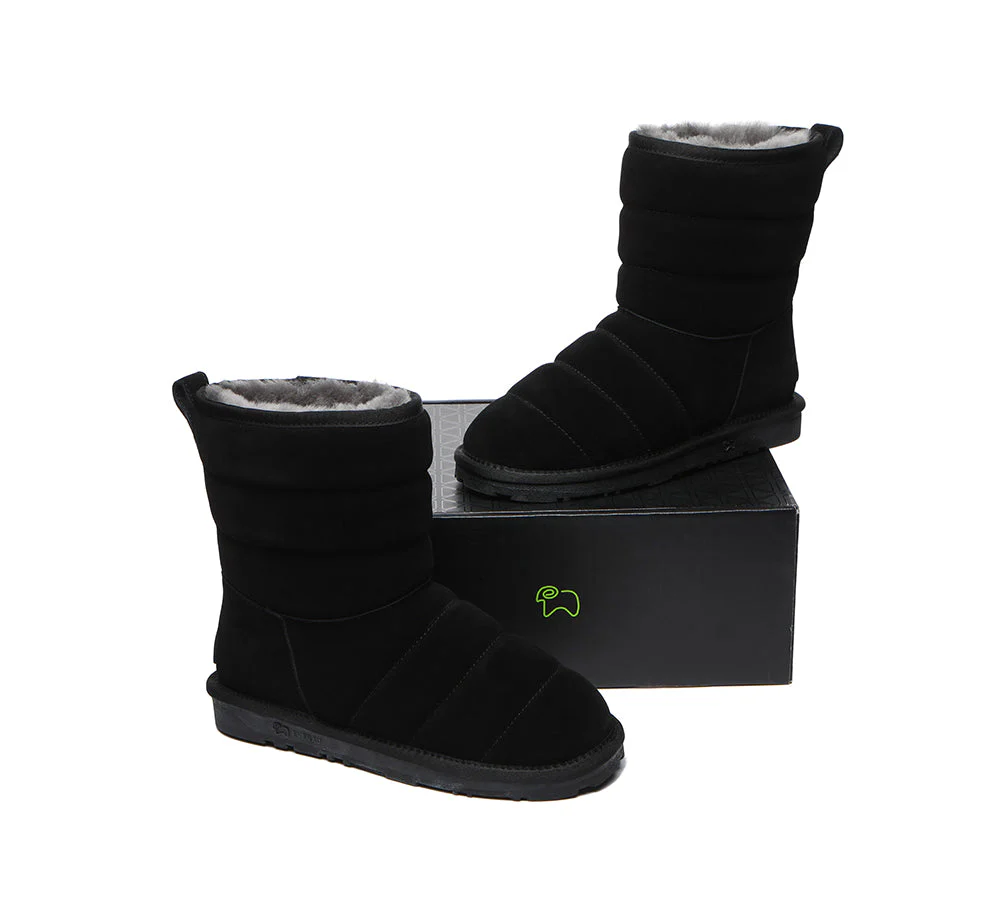 EVERAU? UGG Boots Sheepskin Wool Short Puffer