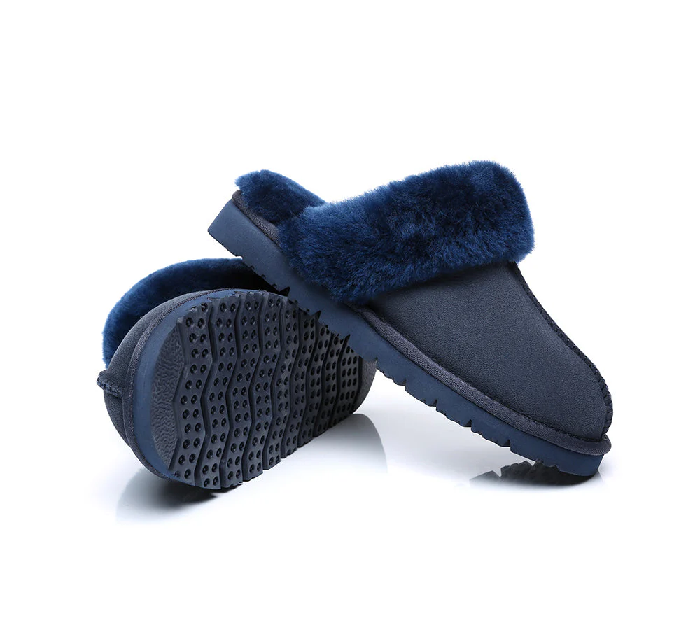 EVERAU? UGG Slippers Premium Sheepskin Wool Scuff Muffin