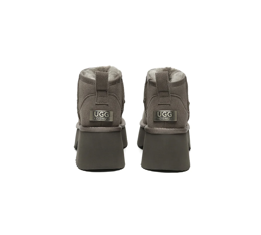 UGG EVERAU? UGG Boots Sheepskin Wool Ankle Chunky Platform Ariel
