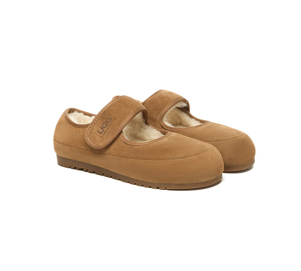 AUSTRALIAN SHEPHERD? UGG Slippers Sheepskin Wool Adjustable Strap Mary Jane Millie