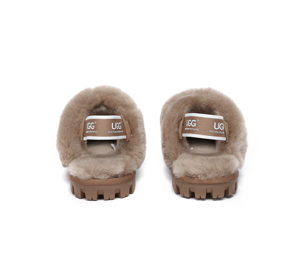 AUSTRALIAN SHEPHERD? 2-Way Style UGG Slippers Sheepskin Wool Removable Strap Slingback Suzie ll