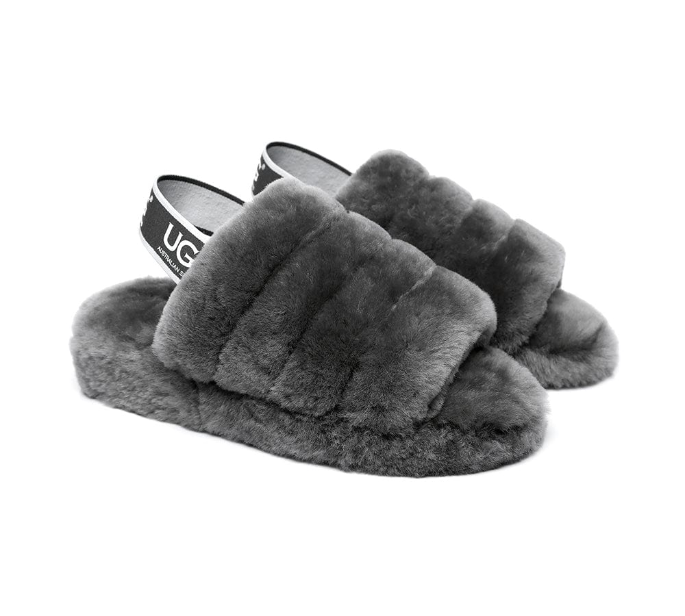 AUSTRALIAN SHEPHERD? UGG Women Slingback Fluffy Slides Puffy