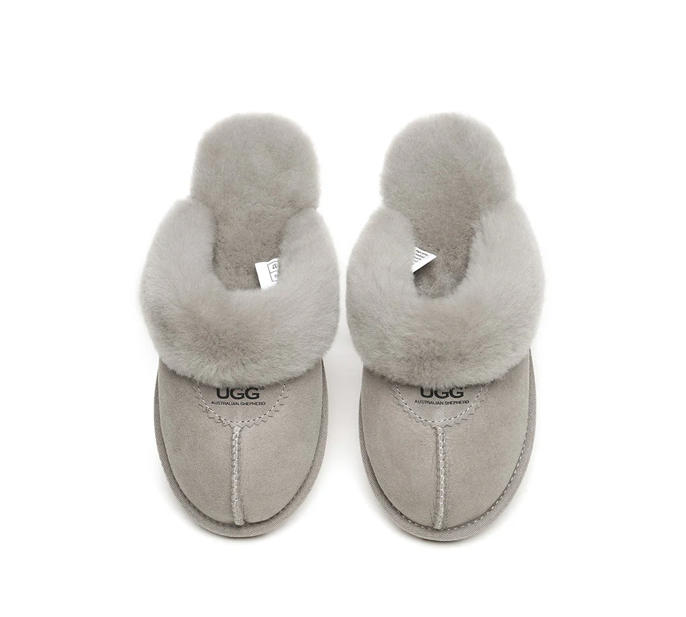 AUSTRALIAN SHEPHERD? UGG Slippers Double Face Sheepskin Wool Scuff Waffle