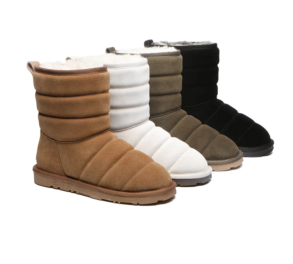 EVERAU? UGG Boots Sheepskin Wool Short Puffer