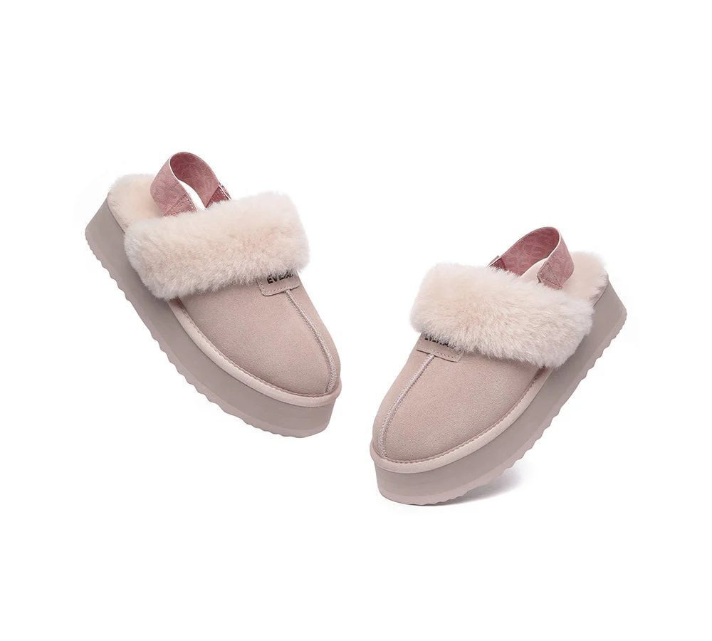 EVERAU? UGG Women Removable Strap Slingback Platform Slippers Forever