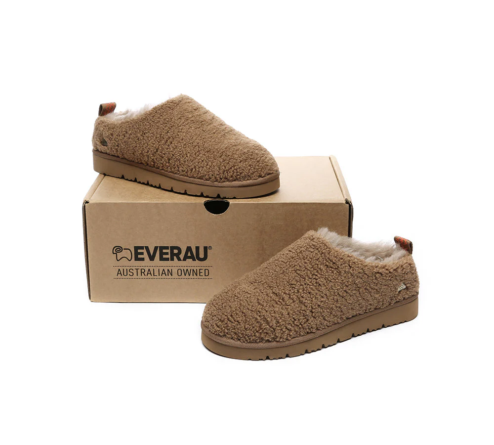 EVERAU? UGG Slippers Sheepskin Wool Plush Ankle Teddycozy