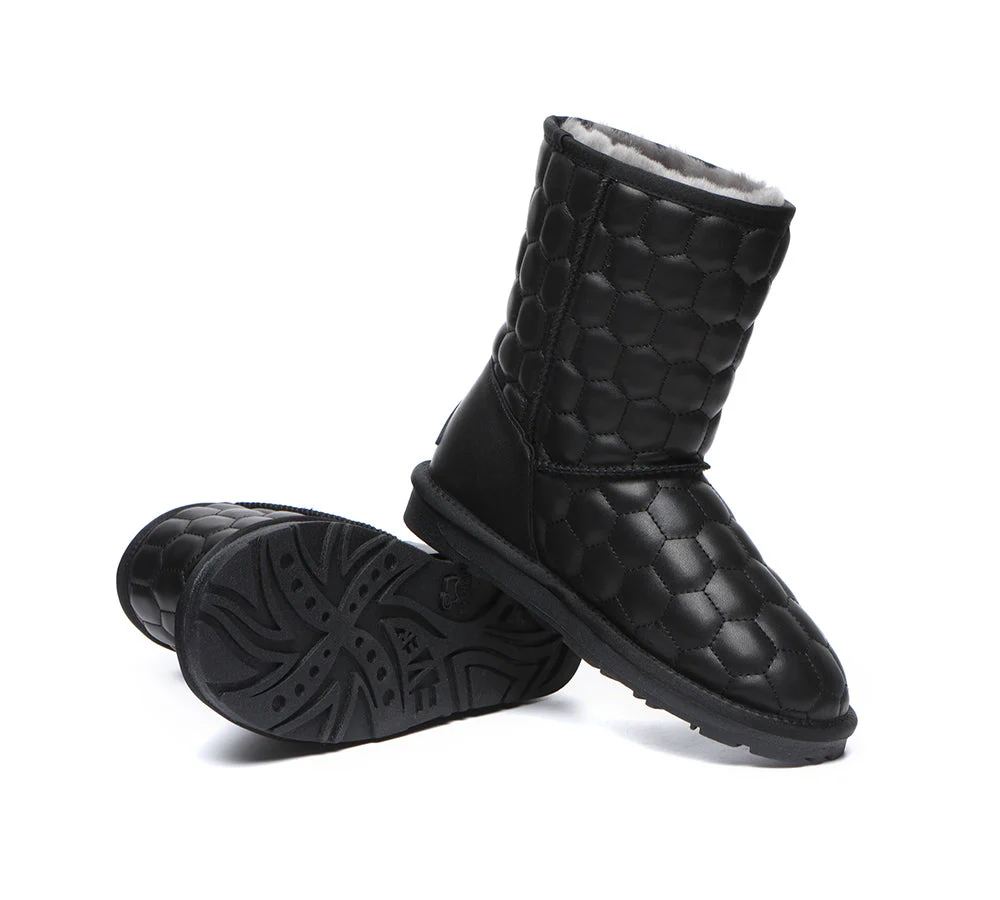 EVERAU? UGG Boots Sheepskin Wool Nappa Leather Short Howey