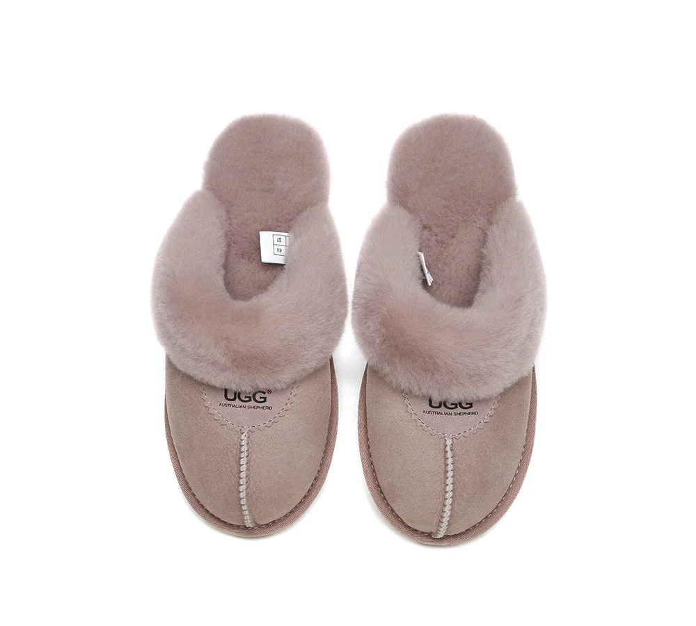 AUSTRALIAN SHEPHERD? UGG Slippers Double Face Sheepskin Wool Scuff Waffle