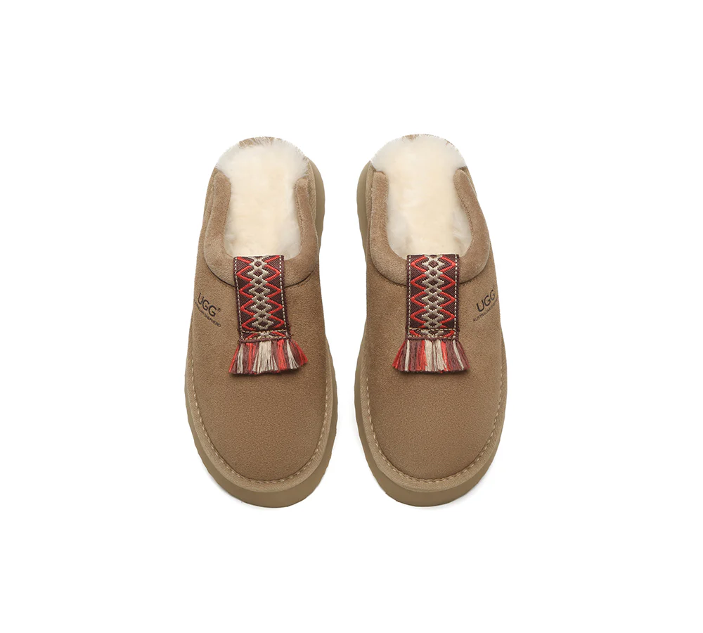 AUSTRALIAN SHEPHERD? UGG Slippers Sheepskin Wool Platform Tazzy Calla
