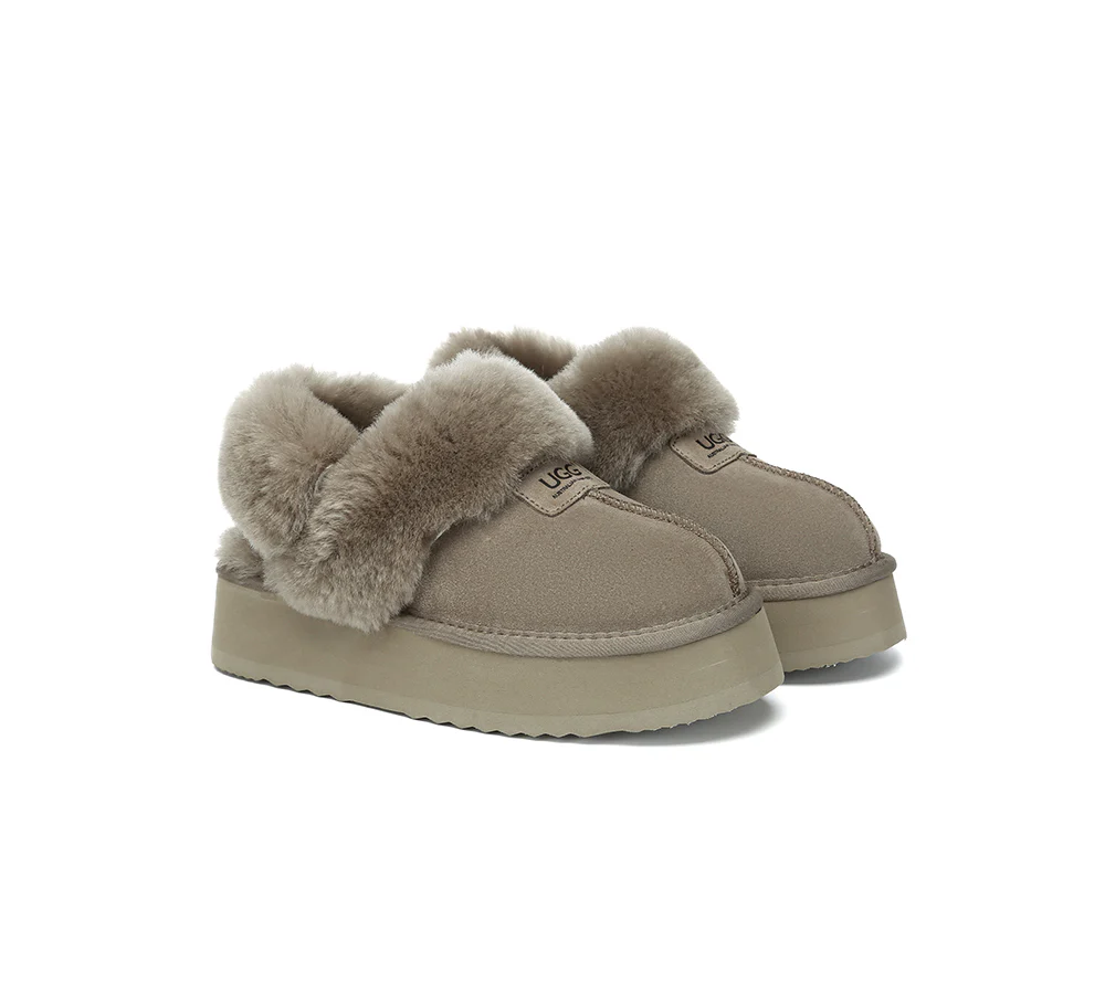 AUSTRALIAN SHEPHERD? UGG Slippers Women Removable Wool Strap Slingback Platform Suzie