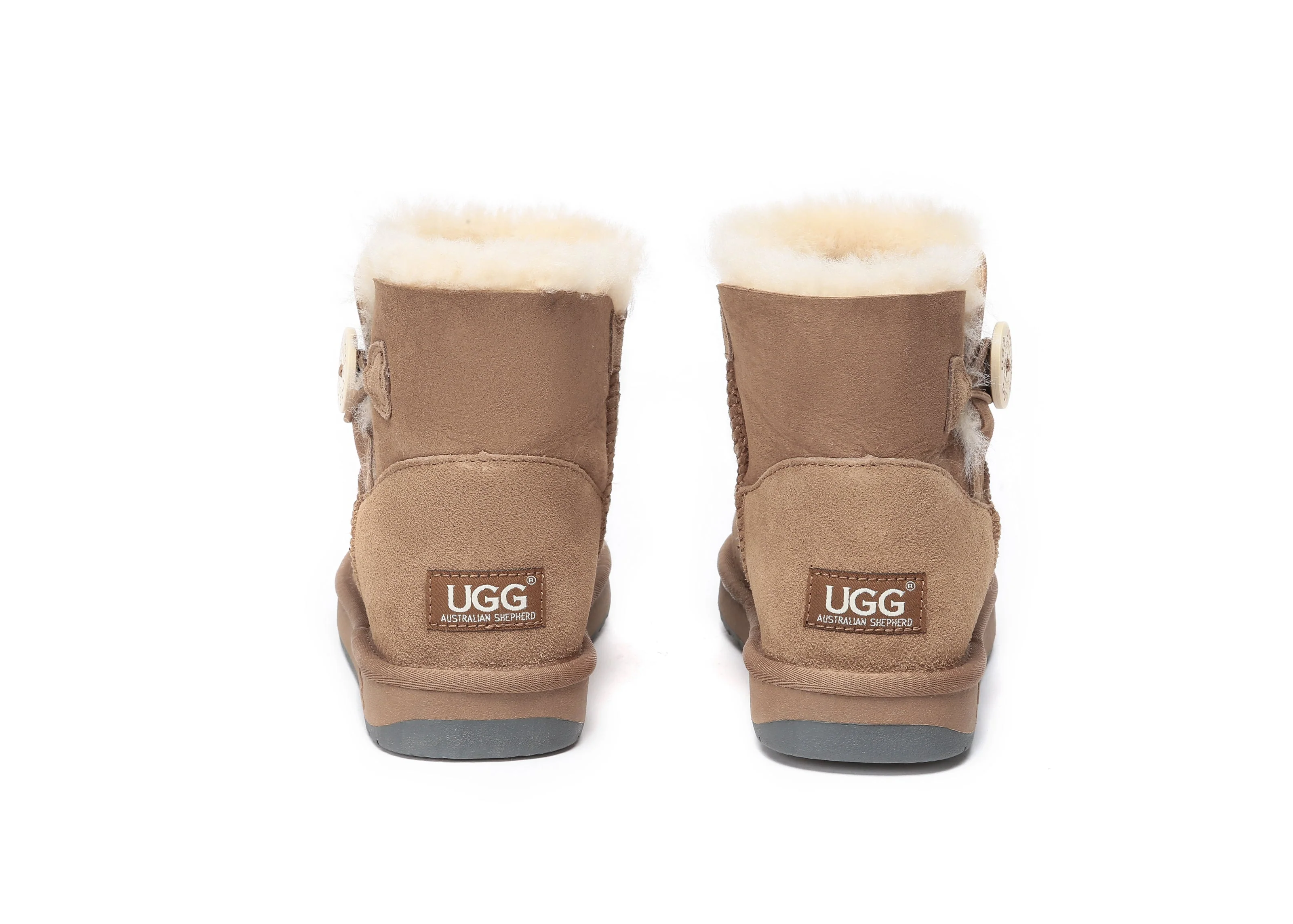 AUSTRALIAN SHEPHERD? UGG Boots Double Face Sheepskin Wool Mini Button