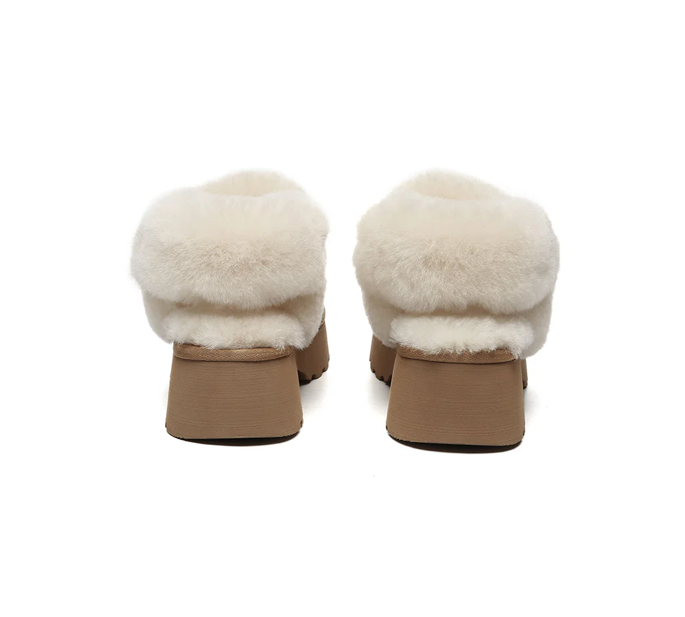 AUSTRALIAN SHEPHERD? UGG Slippers Women Removable Wool Strap Slingback Chunky Platform Muna