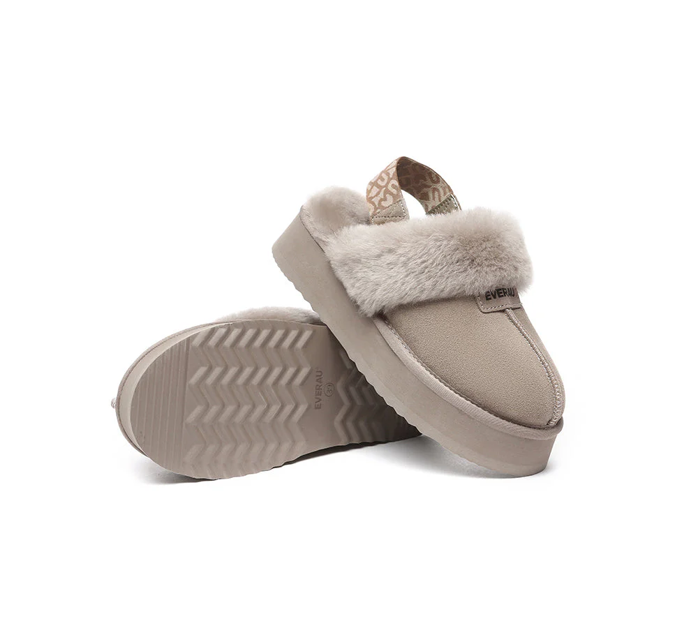 EVERAU? UGG Women Removable Strap Slingback Platform Slippers Forever