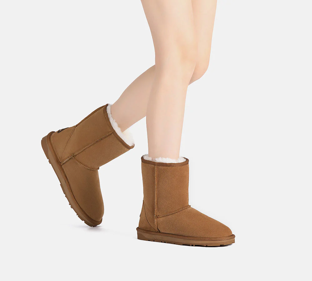 EVERAU? UGG Boots Sheepskin Wool Mid Calf Short Classic Suede