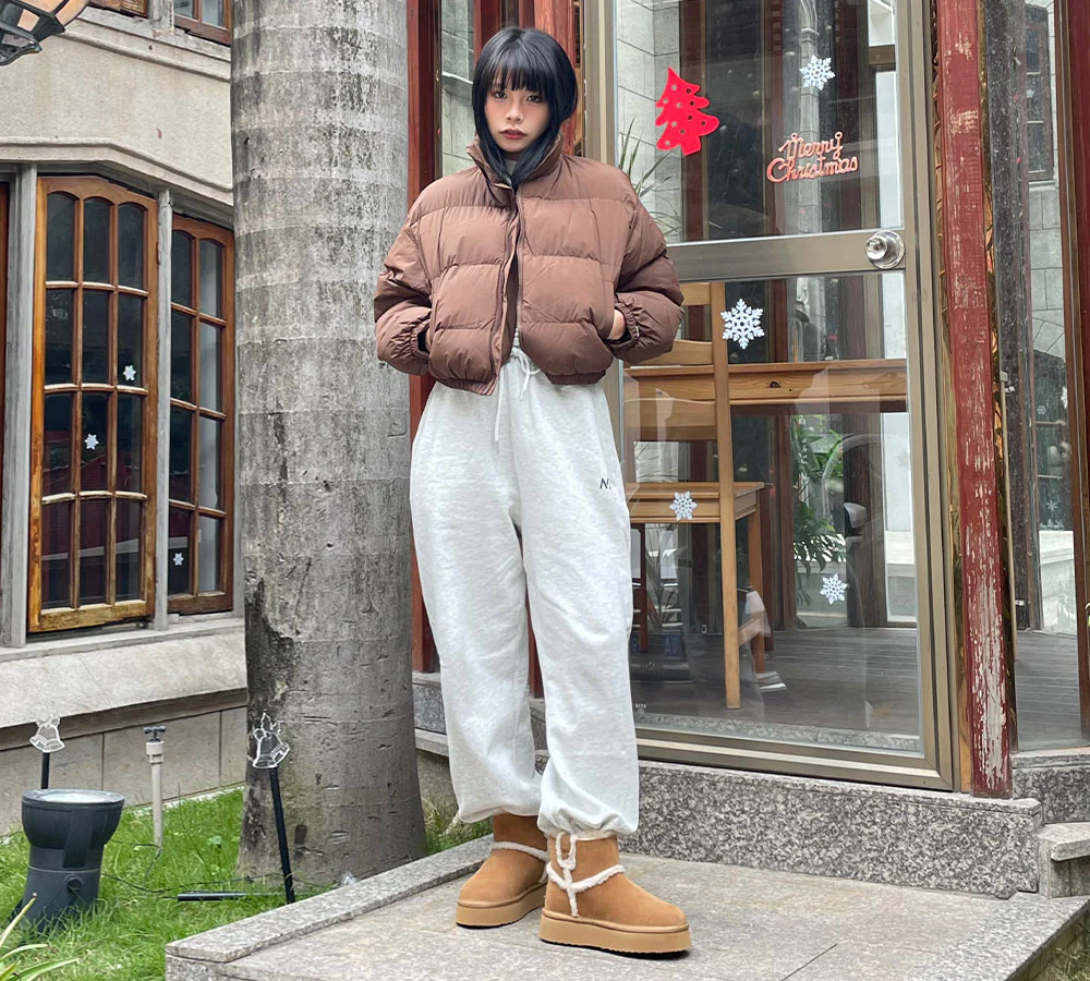 EVERAU? UGG Boots Women Sheepskin Wool Shearling Lined Ankle Platform Schunck