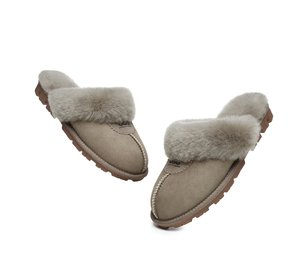 AUSTRALIAN SHEPHERD? UGG Slippers Double Face Sheepskin Wool Scuff Waffle