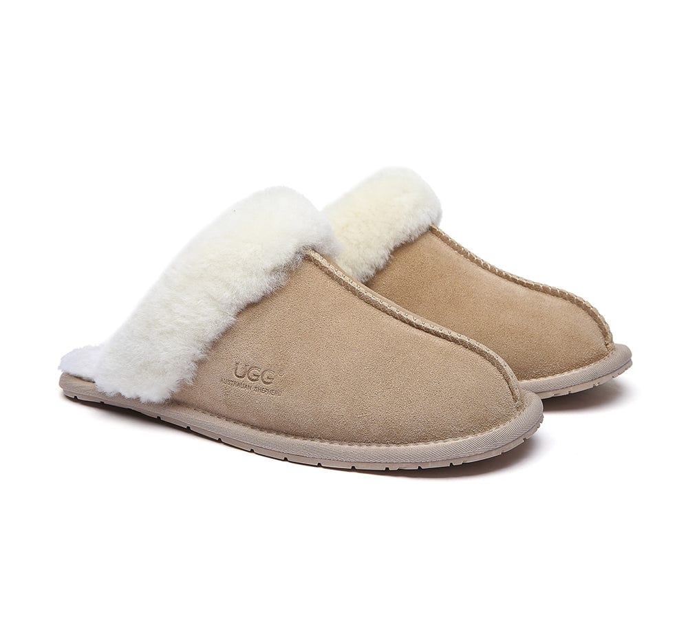 AUSTRALIAN SHEPHERD? UGG Slippers Premium Sheepskin Wool Scuff Rosa