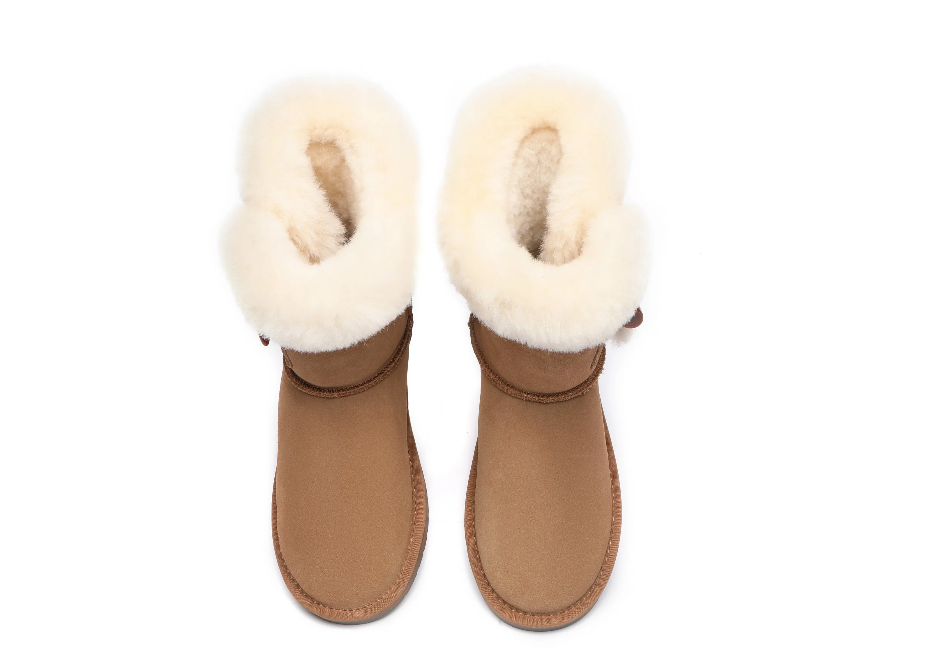 AUSTRALIAN SHEPHERD? UGG Boots Women Sheepskin Wool Horn Toggle Closure Short Talia