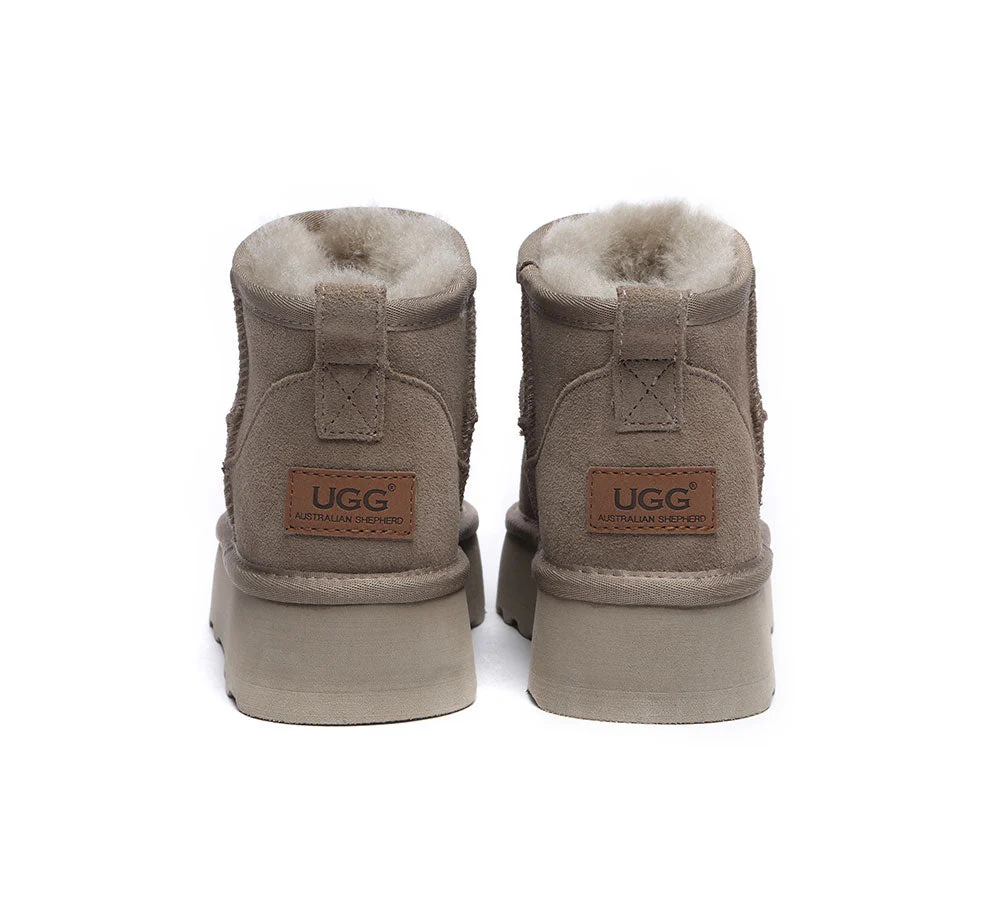 AUSTRALIAN SHEPHERD? UGG Boots Sheepskin Wool Mini Platform Thick Bottom Ronnie