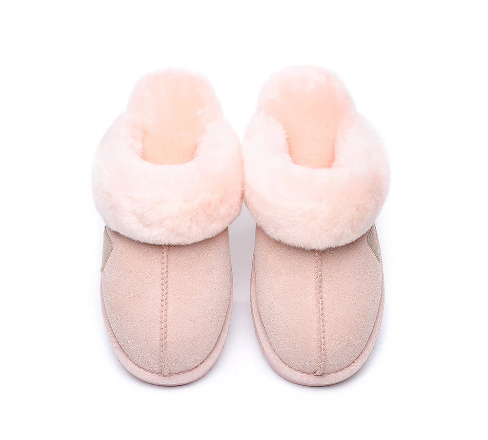 EVERAU? UGG Slippers Premium Sheepskin Wool Scuff Muffin