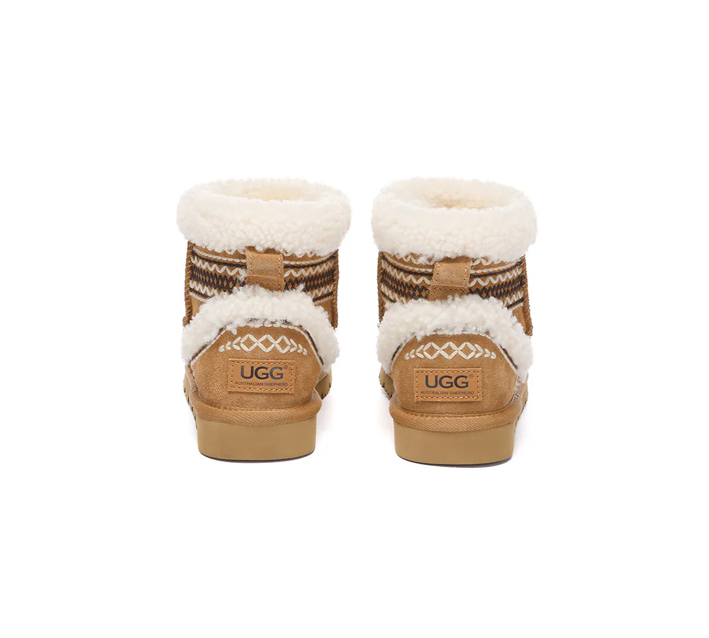 AUSTRALIAN SHEPHERD? UGG Boots Sheepskin Wool Shearling Knitted Mini Ferlat