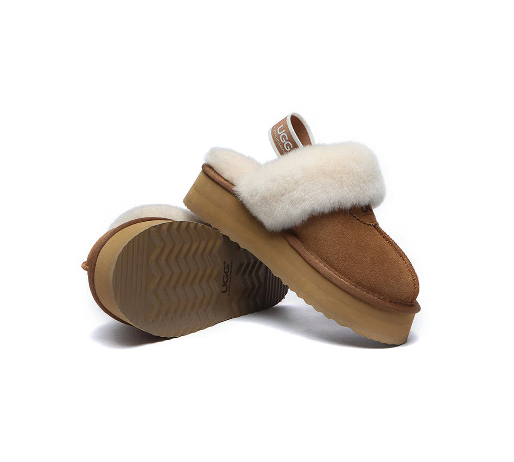 AUSTRALIAN SHEPHERD? UGG Slippers Women Removable Strap Slingback Platform Waffle