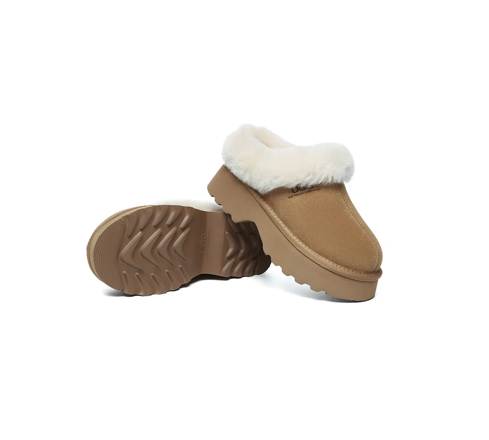 AUSTRALIAN SHEPHERD? UGG Slippers Sheepskin Wool Ankle Chunky Platform Murray