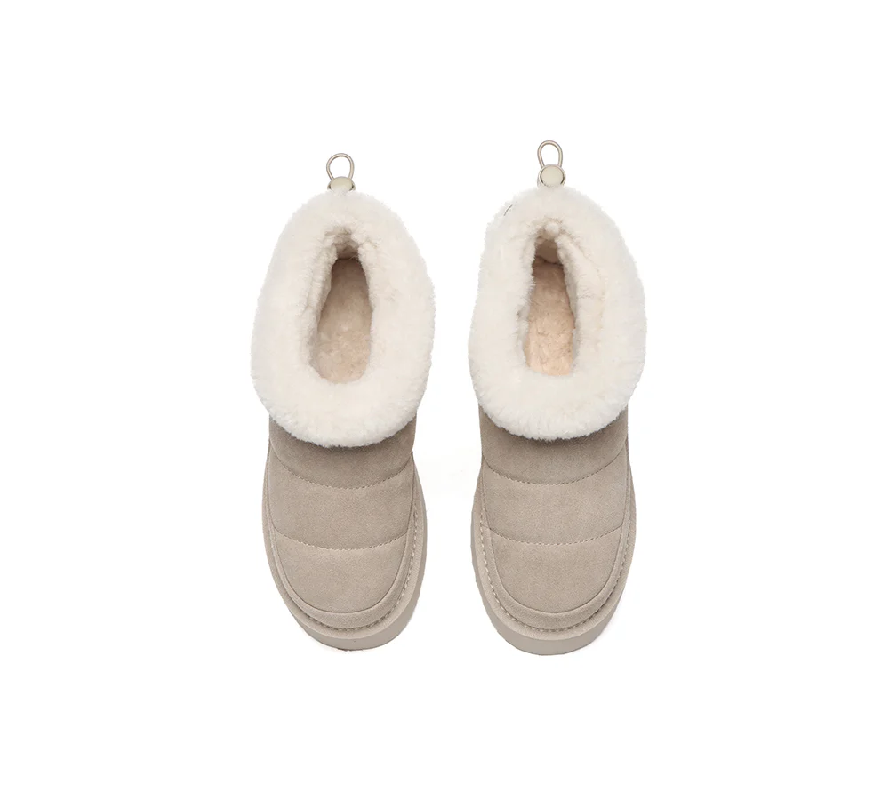 UGG EVERAU? UGG Boots Women Sheepskin Wool Drawstring Platform Payton