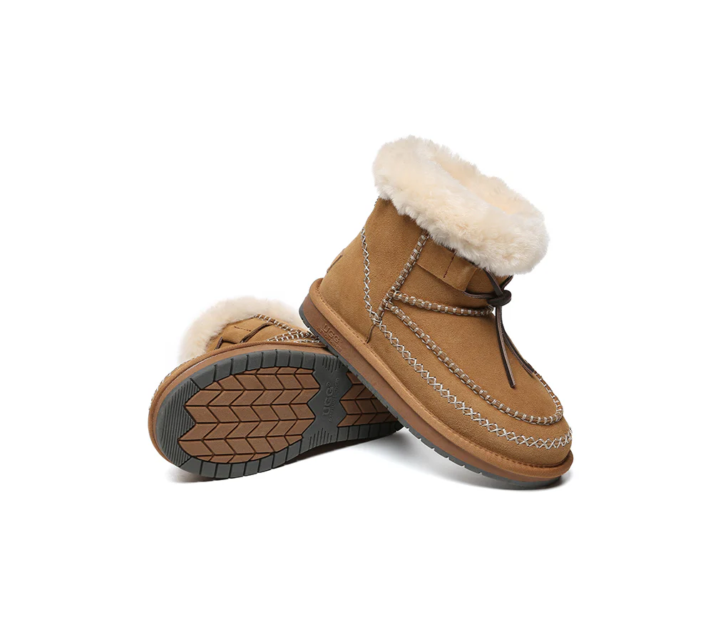 AUSTRALIAN SHEPHERD? UGG Boots Women Sheepskin Wool Ankle Woven Mini Stormy