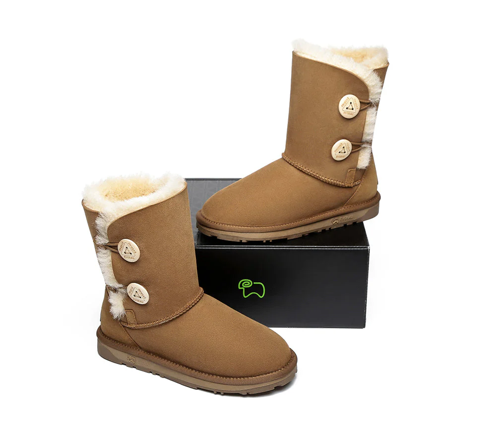 EVERAU? UGG Boots Sheepskin Wool Short Twin Button