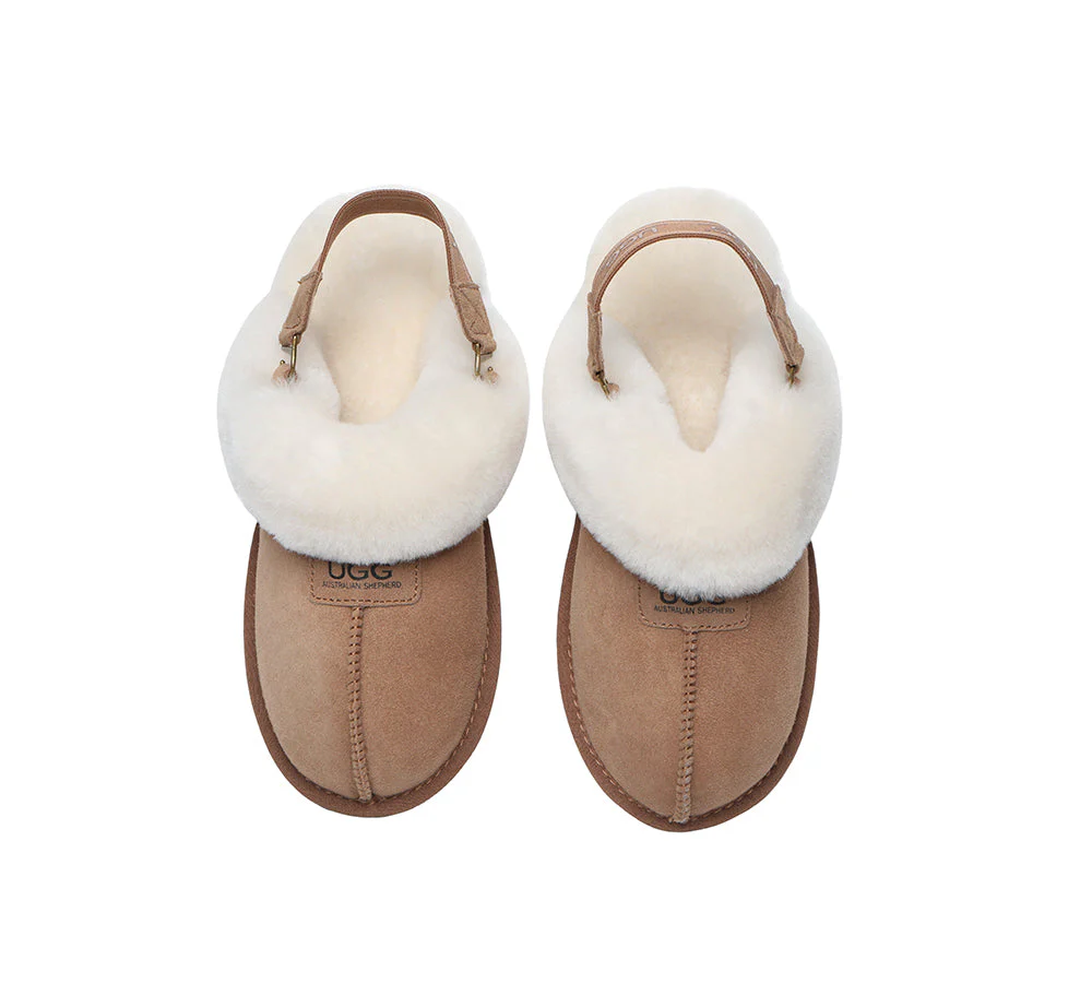 AUSTRALIAN SHEPHERD? 2-Way Style UGG Slippers Sheepskin Wool Removable Strap Slingback Suzie
