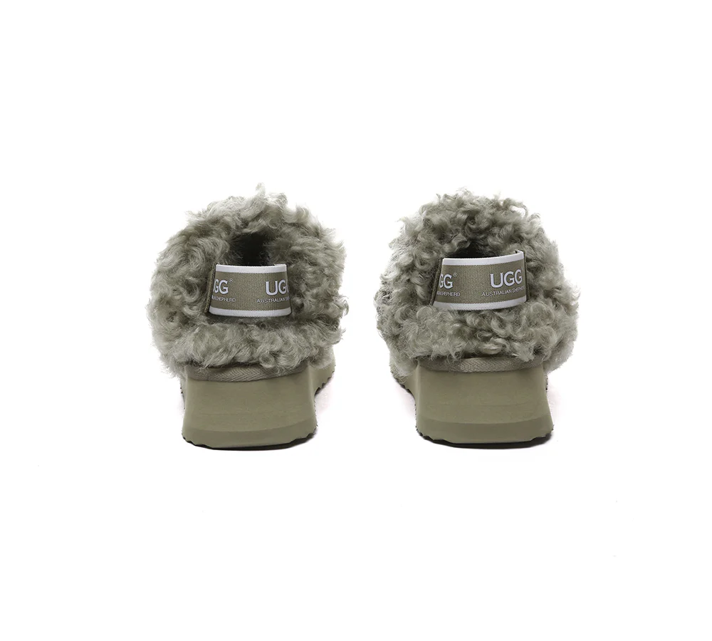 AUSTRALIAN SHEPHERD? 2-Way Style UGG Slippers Women Removable Strap Slingback Platform Waffle Curly