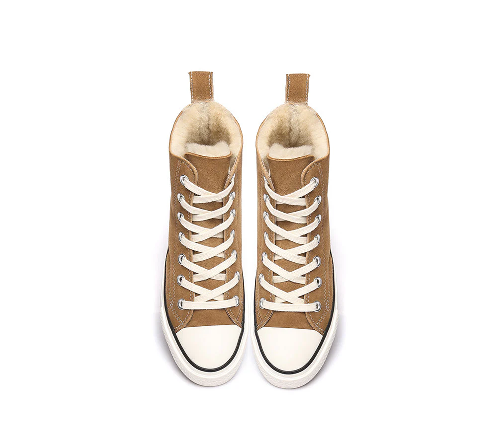 TARRAMARRA? Women Sheepskin Wool High Top Sneakers Viola