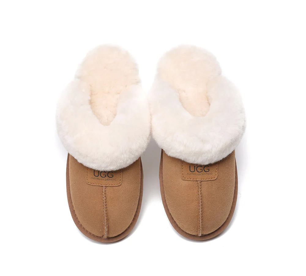 AUSTRALIAN SHEPHERD? UGG Slippers Double Faced Sheepskin Wool Suzie Scuff