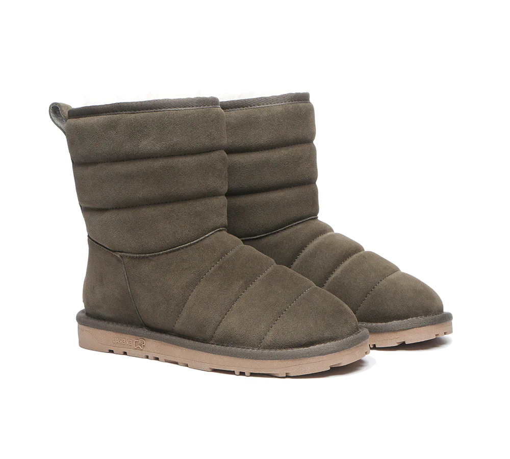 EVERAU? UGG Boots Sheepskin Wool Short Puffer