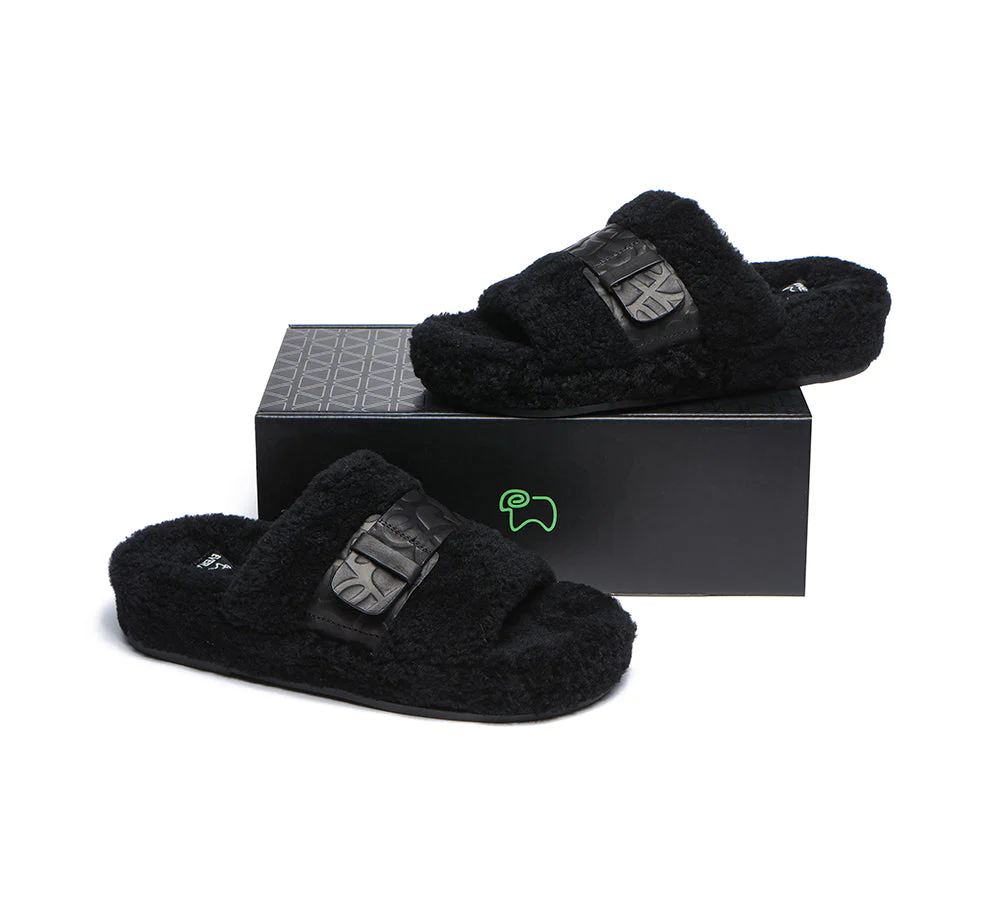 EVERAU? UGG Slippers Women Curly Sheepskin Wool Croft