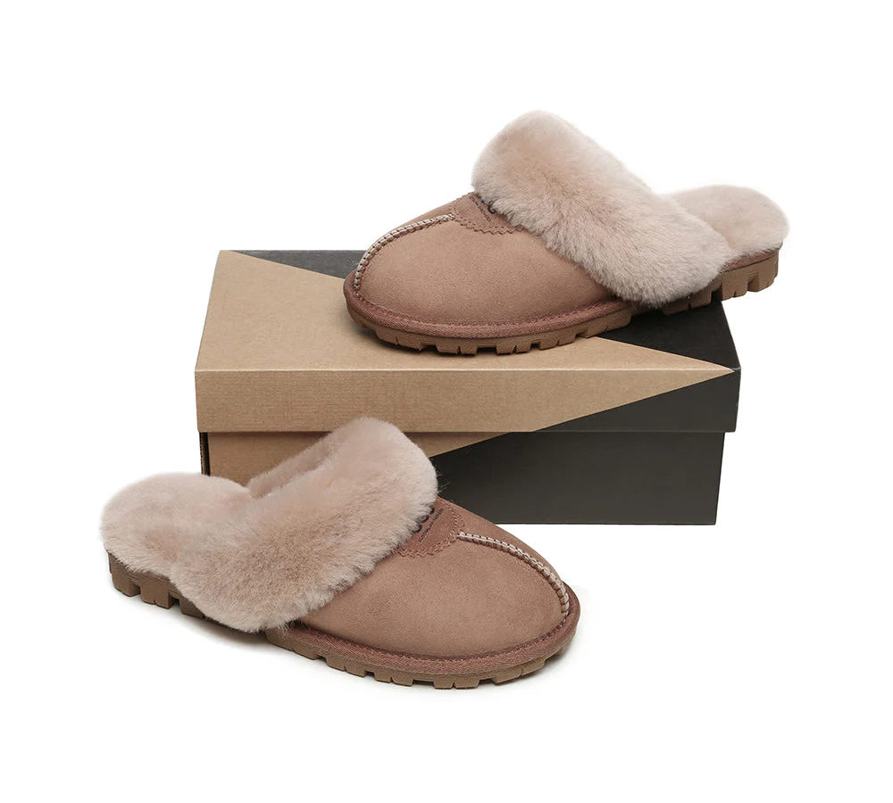 AUSTRALIAN SHEPHERD? UGG Slippers Double Face Sheepskin Wool Scuff Waffle