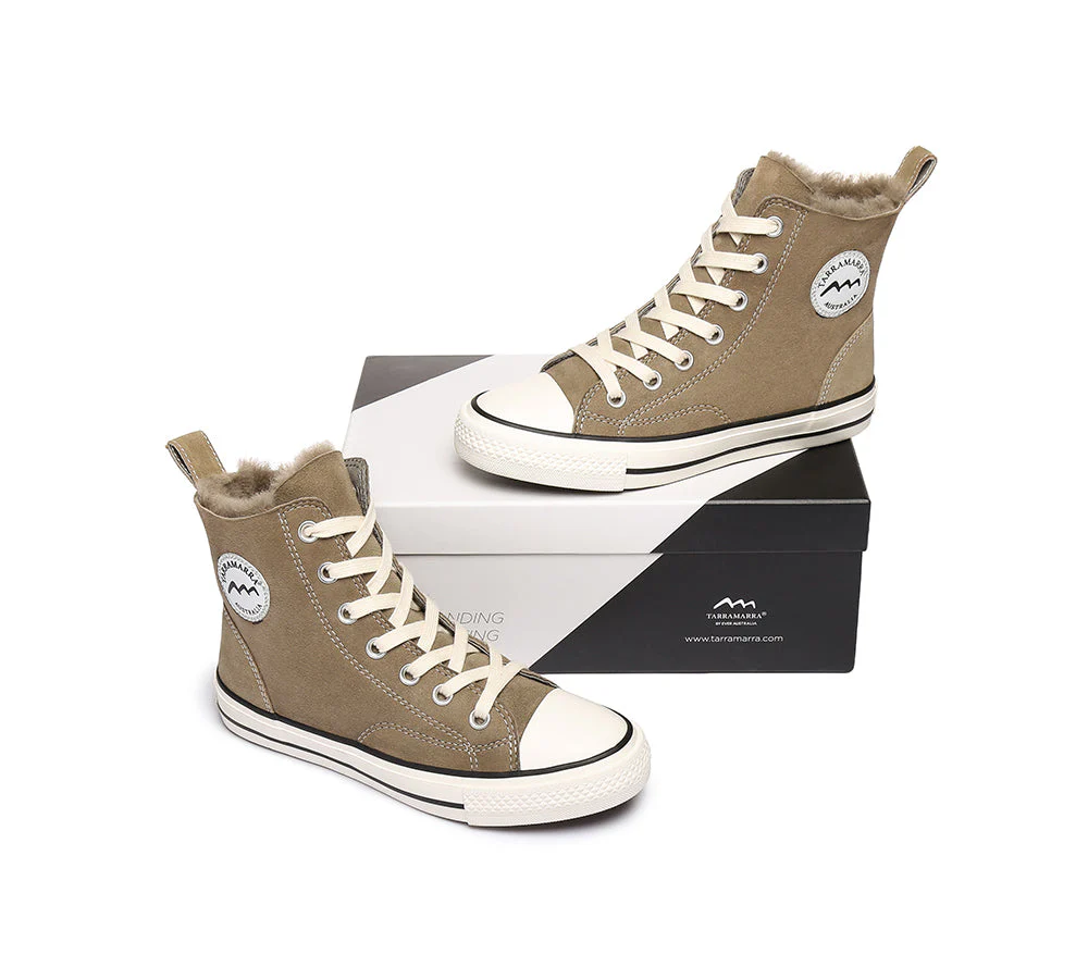 TARRAMARRA? Women Sheepskin Wool High Top Sneakers Viola