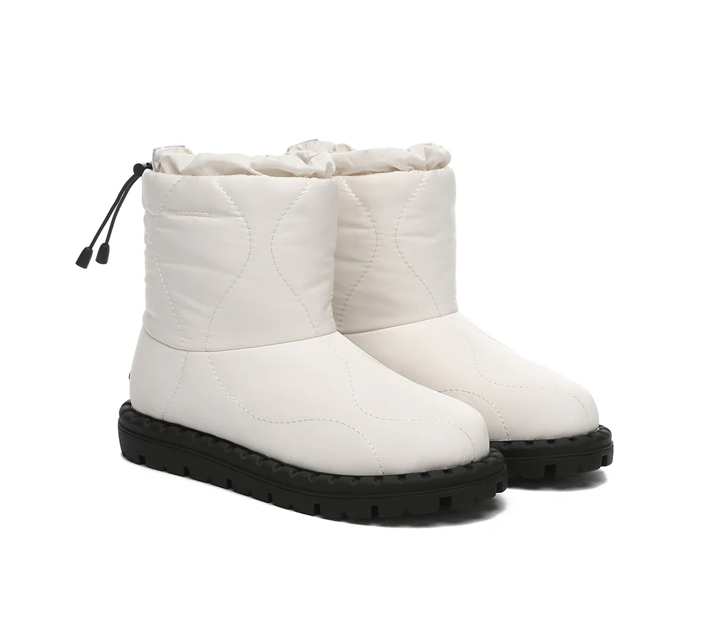 EVERAU? UGG Boots Women Sheepskin Wool Waterproof Drawstring Sonita