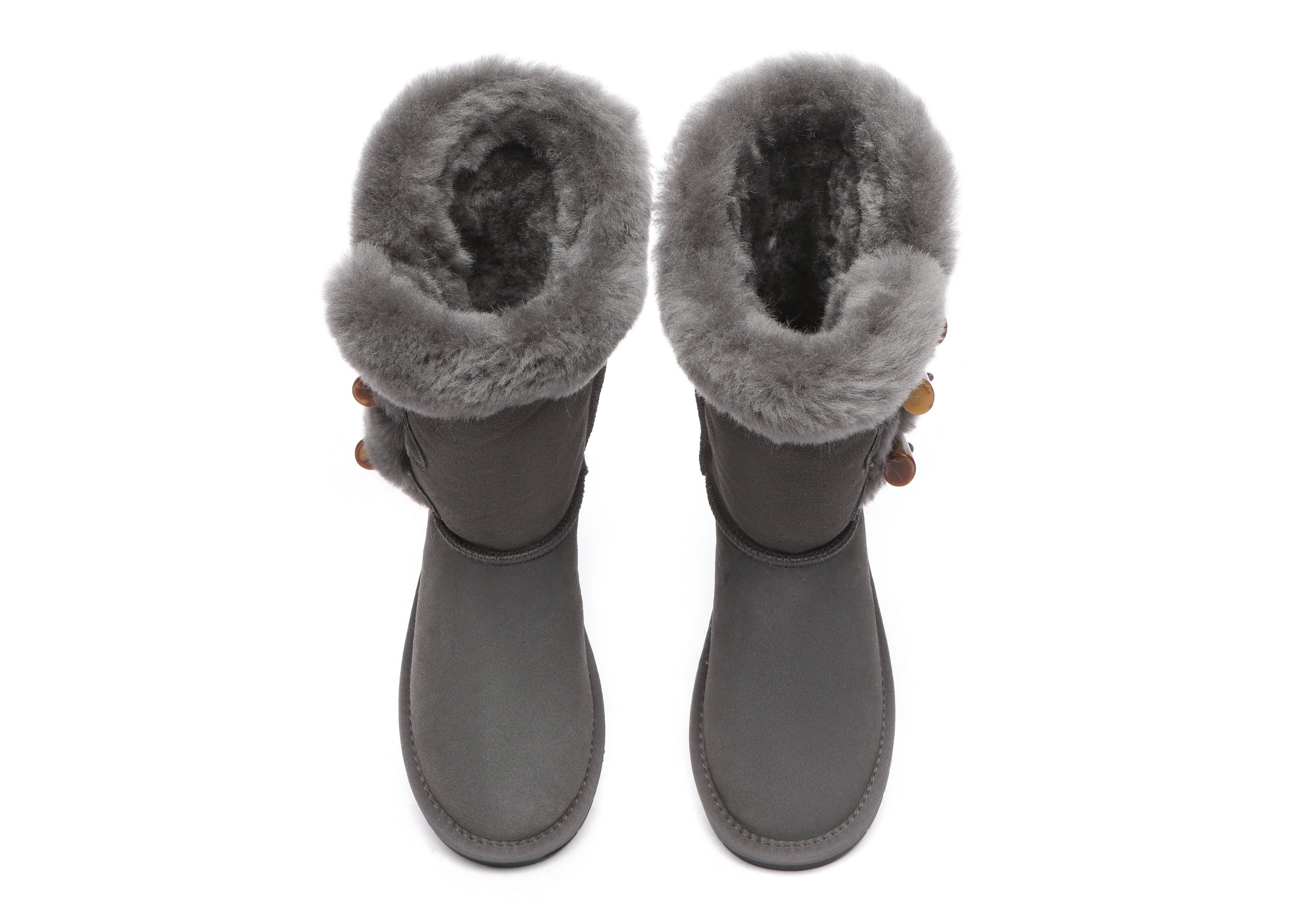 AUSTRALIAN SHEPHERD? UGG Boots Women Sheepskin Wool Horn Toggle Closure Tall Tamari