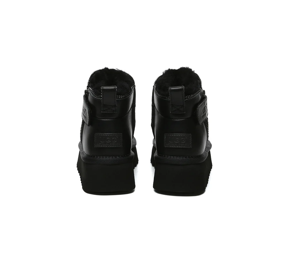 AUSTRALIAN SHEPHERD? UGG Boots Sheepskin Wool Zipper Ankle Platform Arya