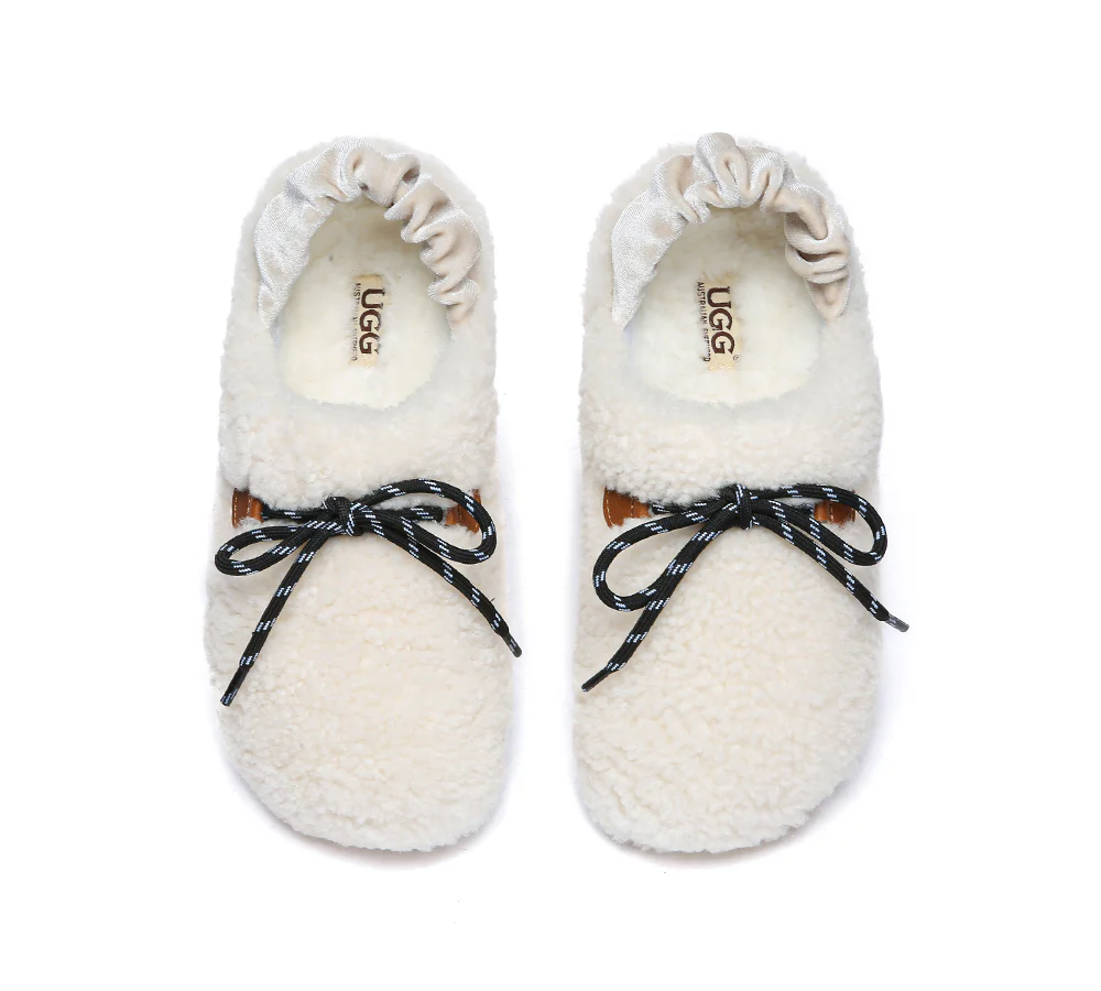 AUSTRALIAN SHEPHERD? UGG Slippers Women Curly Sheepskin Wool Slingback Barrett