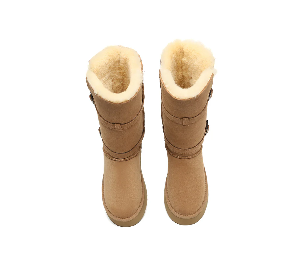 UGG EVERAU? UGG Boots Women Sheepskin Wool Knee High Platform Tall Valerie