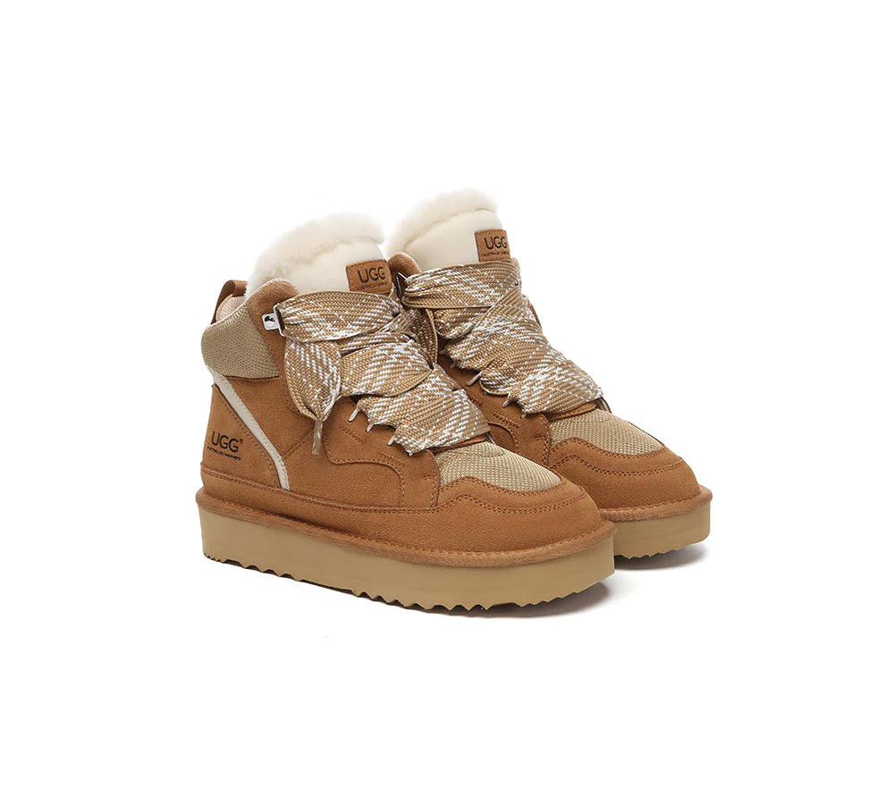 AUSTRALIAN SHEPHERD? UGG Boots Women Lace Up Ankle Platform Samir