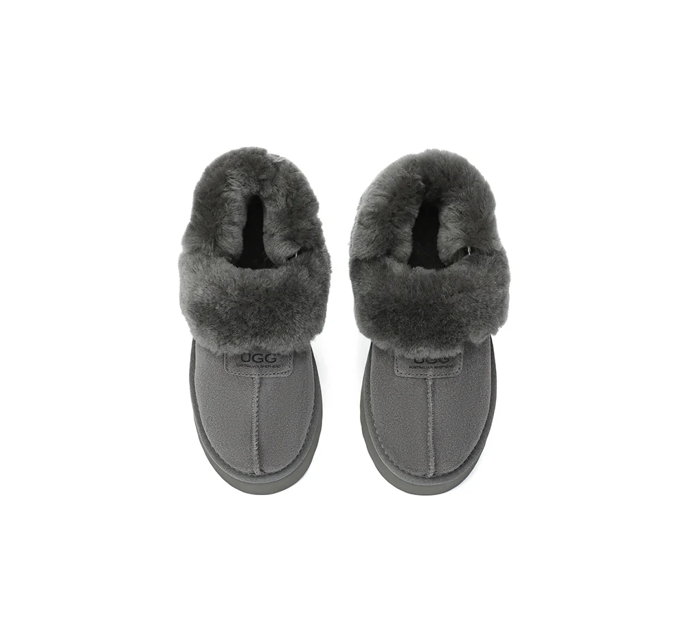 AUSTRALIAN SHEPHERD? UGG Slippers Women Removable Wool Strap Slingback Platform Suzie